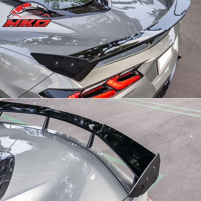 For 20-26 Chevy Corvette C8 Stingray Z51 High Wing Trunk Spoiler Gloss Black ABS
