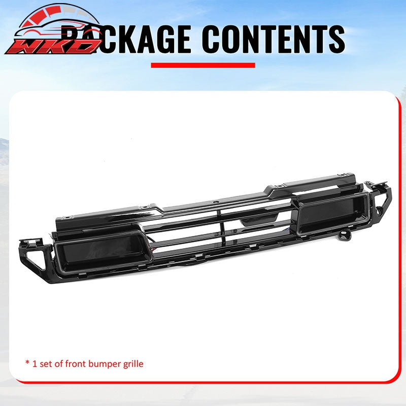 Fits 20-26 Defender 90 110 130 IKON Style LED Front Upper Grille Gloss Black ABS