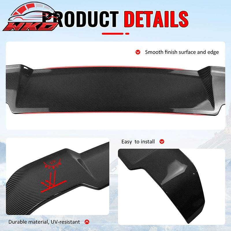 Fits 20-26 Defender 90 110 130 V Style Carbon Fiber Print Rear Roof Spoiler ABS