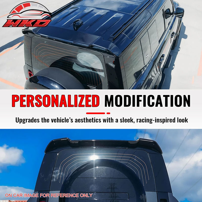 Fits 20-26 Defender 90 110 130 V Style Carbon Fiber Print Rear Roof Spoiler ABS
