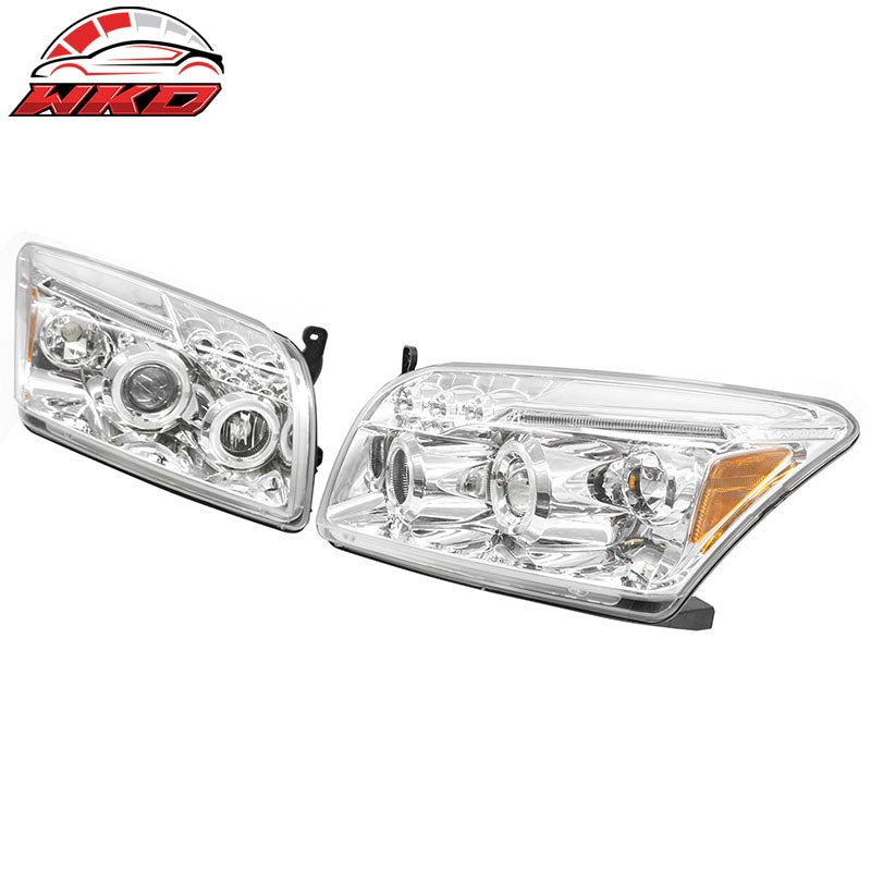 Fits 07-12 Dodge Caliber Projector Head Lights Chrome Housing w/ Amber Reflector