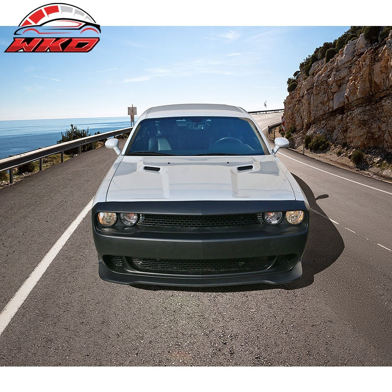 Fits 15-23 Dodge Challenger Hellcat Style Front Bumper Lip Textured Black PP
