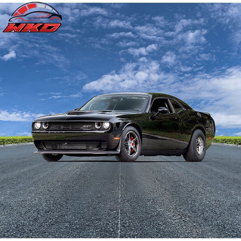 Fits 15-23 Dodge Challenger Hellcat Style Front Bumper Lip Textured Black PP