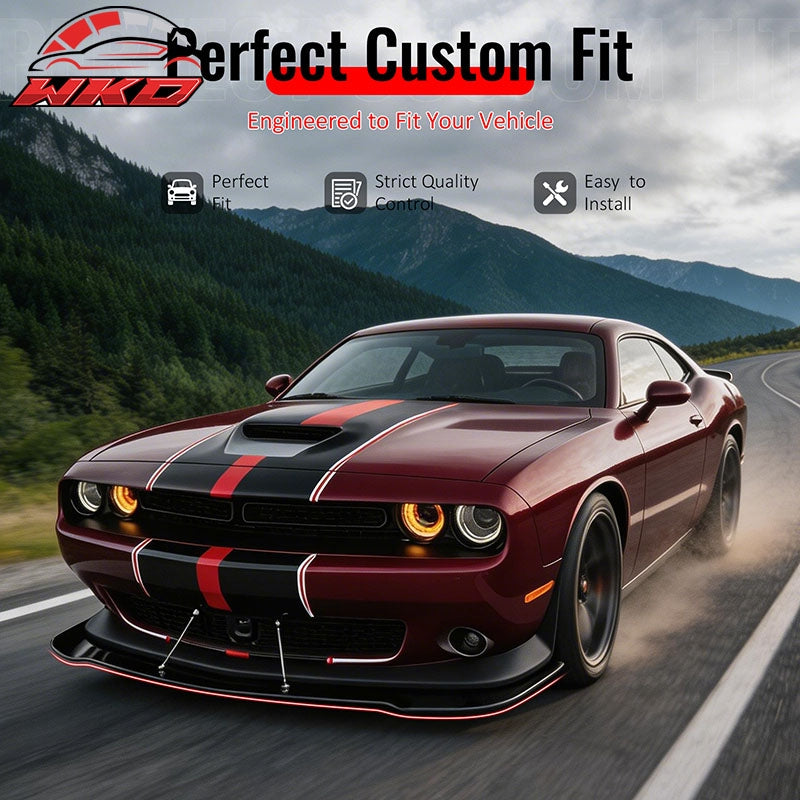 Wholesale 15-23 Dodge Challenger Hellcat PP Front Bumper Lip Chin Spolier Gloss Black - Wikond Auto