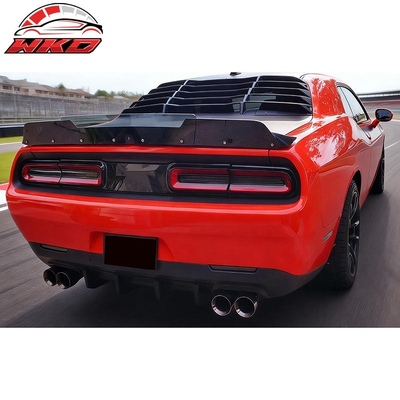 Fits 08-23 Dodge Challenger V2 Style Carbon Fiber Print Rear Window Louver Cover
