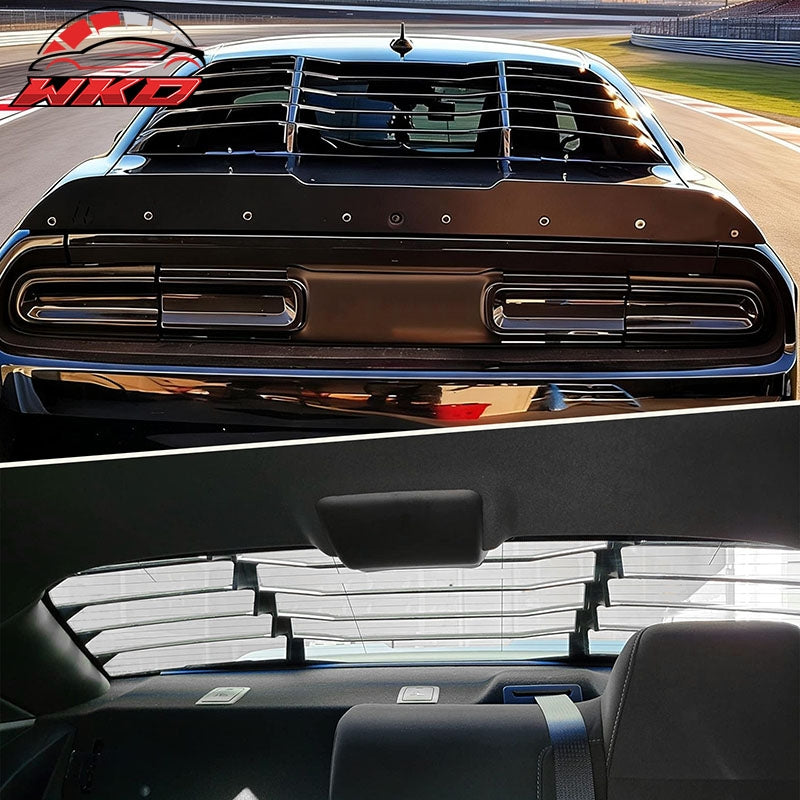 Fits 08-23 Dodge Challenger V2 Style Carbon Fiber Print Rear Window Louver Cover