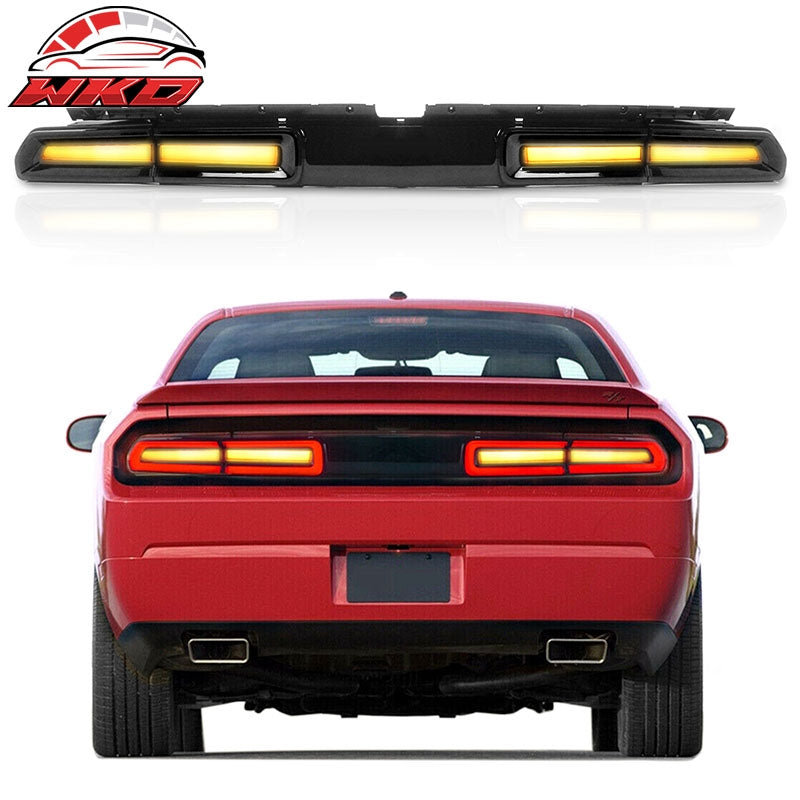 Fits 08-14 Challenger Sequential Yellow Turn Signal LED Tail Lights 2PC - Smoke