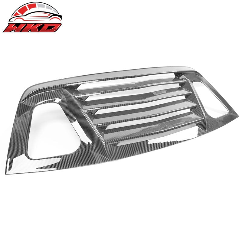 Fits 08-23 Dodge Challenger Carbon Fiber Print Window Louver Rear Cover V2 Style