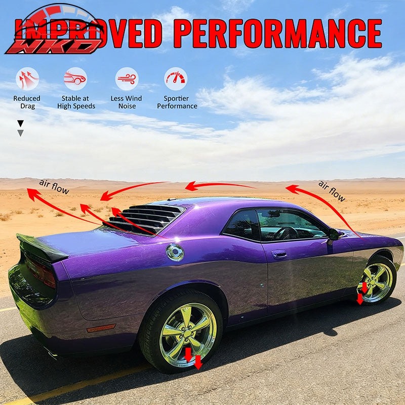 Fits 08-23 Dodge Challenger IKON Style Window Louver Cover Carbon Fiber Print
