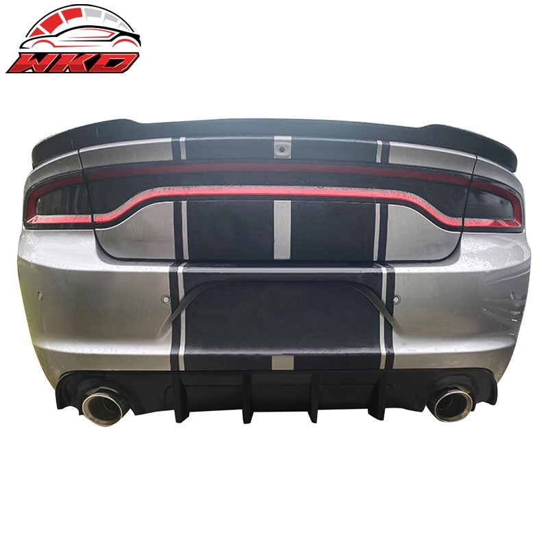 Fits 15-23 Dodge Charger Base SXT Rear Bumper Lip Diffuser Matte Black PP