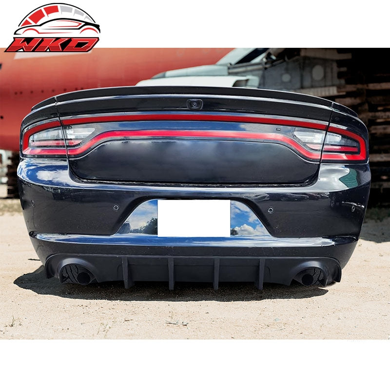 Fits 15-23 Dodge Charger Base SXT Rear Bumper Lip Diffuser Matte Black PP
