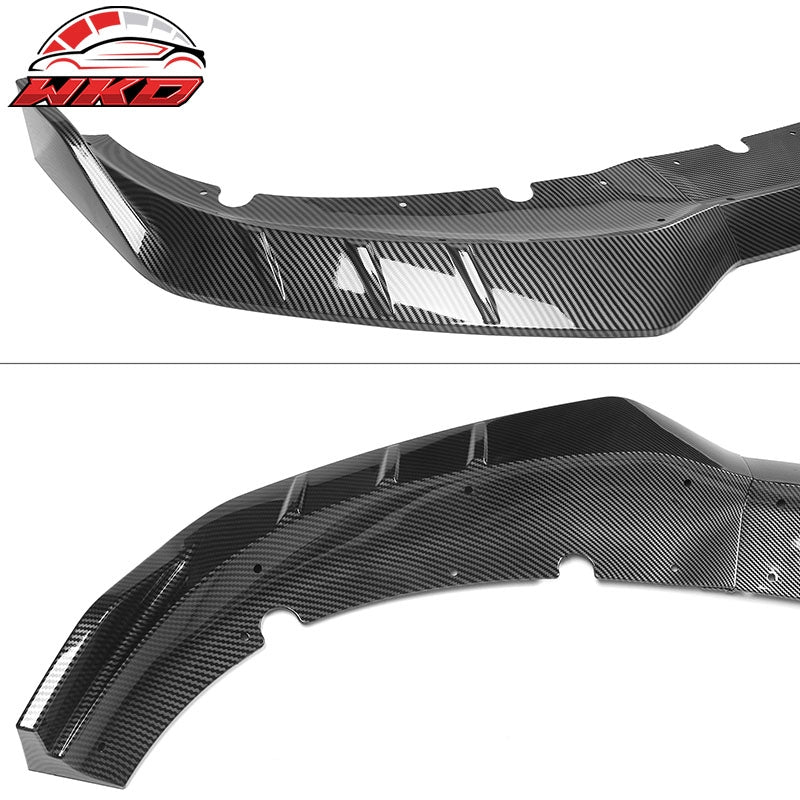 Fits 15-23 Dodge Charger Front Bumper Lip Carbon Fiber Print 3PCS IKON Style ABS