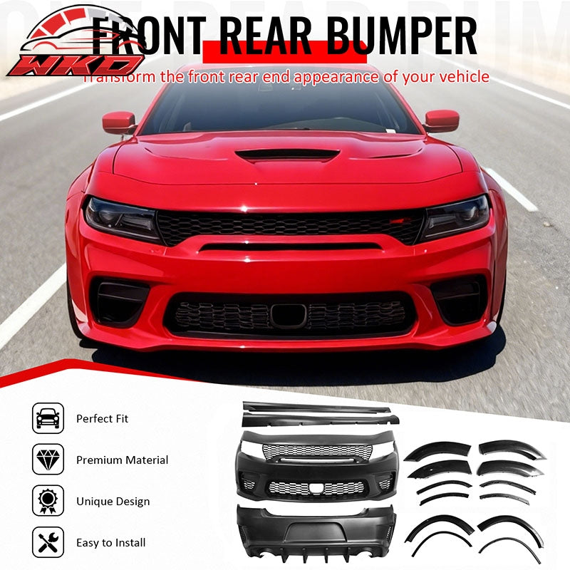 Fits 15-23 Dodge Charger Front Rear Bumper Conversion with Side Skirts/Diffuser