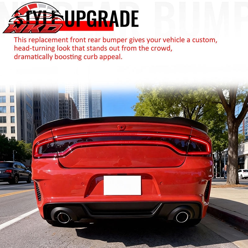For 15-23 Dodge Charger Front & Rear Bumper Cover & Side Skirt & Fender Flare