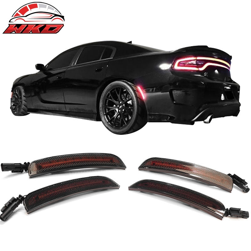 Fits 15-23 Dodge Charger 4PCS Front & Rear LED Side Marker Lights W/Smoked Lens