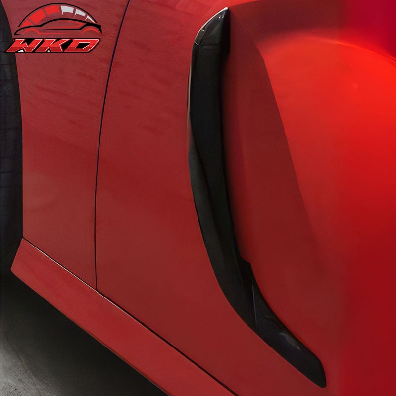 Fits 15-23 Dodge Charger IKON1 Style Front Door Side Fin Vents Gloss Black ABS