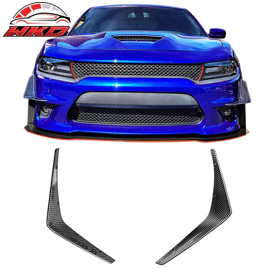 Wholesale 15-23 Dodge Charger IKON Carbon Fiber Print Front Bumper Canard Splitters - Wikond Auto