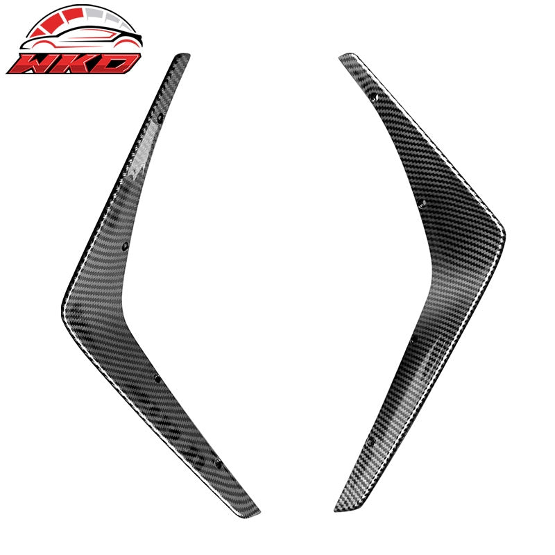 Fits 15-23 Dodge Charger IKON Carbon Fiber Print Front Bumper Canard Splitters
