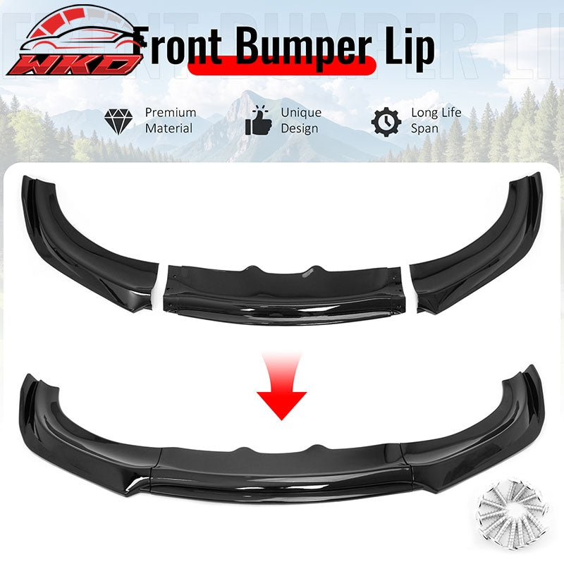 Wholesale 15-23 Dodge Charger IKON V2 Front Bumper Lip Spoiler Gloss Black PP 3PCS - Wikond Auto
