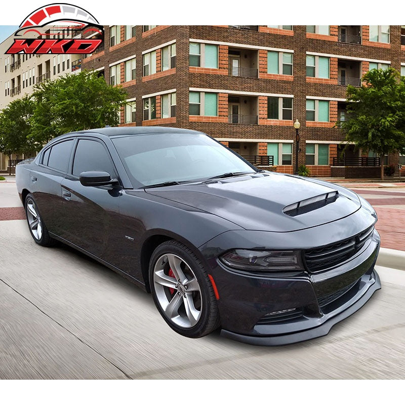 Fits 15-23 Dodge Charger RT IKON Style Front Bumper Lip Spoiler Unpainted - PP