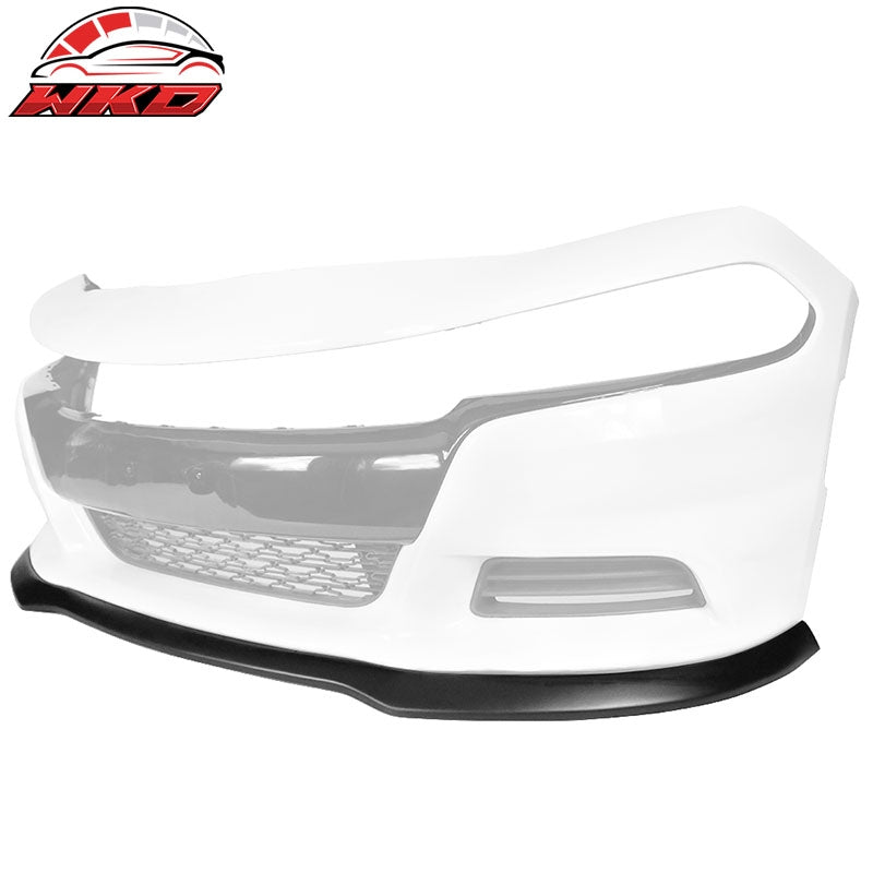 Fits 15-23 Dodge Charger RT IKON Style Front Bumper Lip Spoiler Unpainted - PP