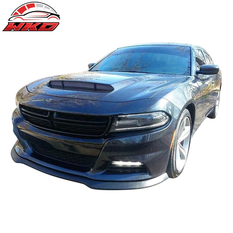 Fits 15-23 Dodge Charger RT IKON Style Front Bumper Lip Spoiler Unpainted - PP