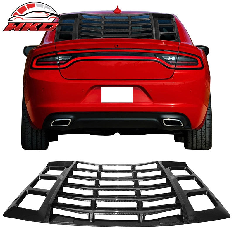 Fits 11-23 Dodge Charger IKON ABS Rear Window Louver Carbon Fiber Print 3PCS