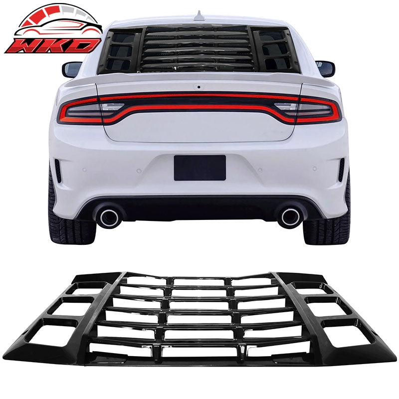 Wholesale 11-23 Dodge Charger 3PC IKON Style Rear Window Louver Cover ABS Gloss Black - Wikond Auto