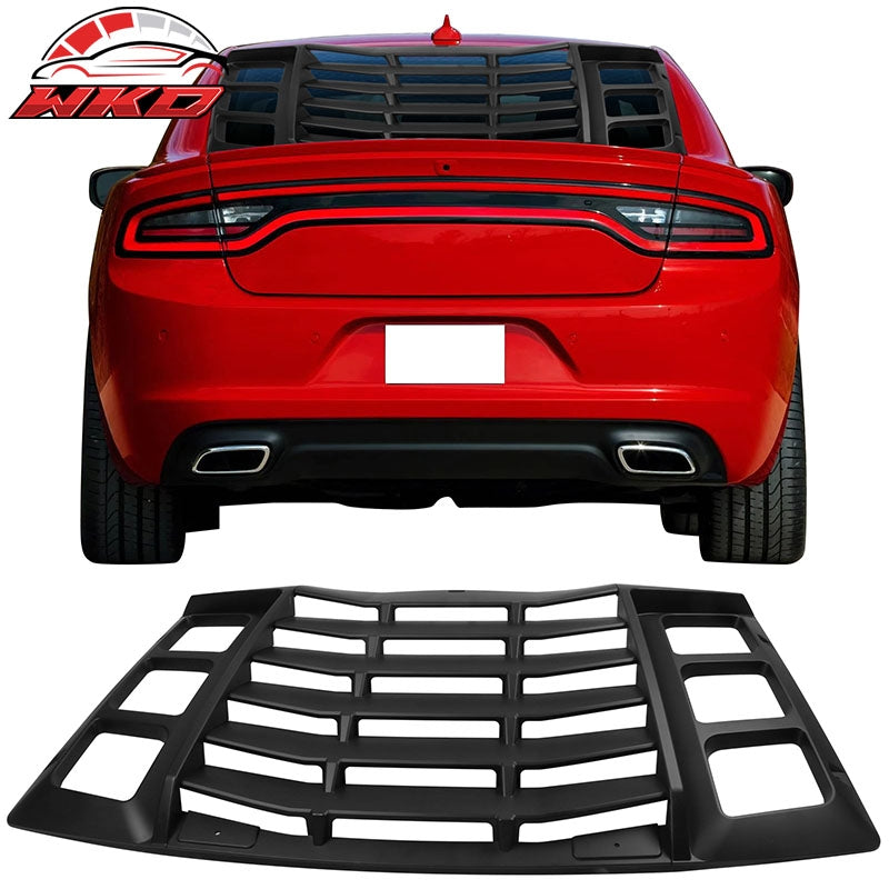 Fits 11-23 Dodge Charger IKON ABS Rear Window Louver Cover Matte Black - 3PCS