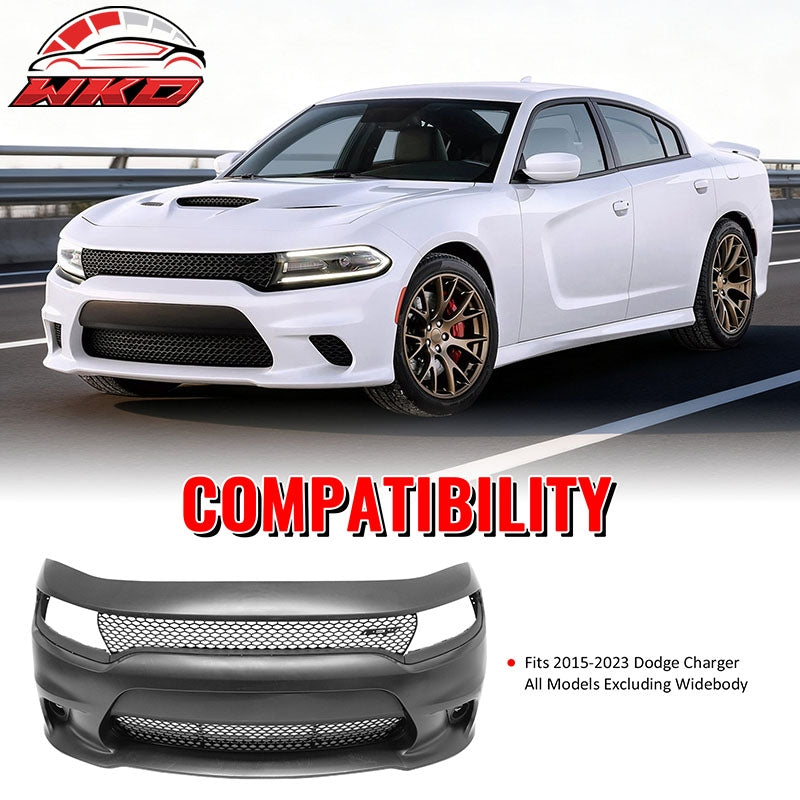 Wholesale 15-23 Dodge Charger SRT Hellcat Style Front Bumper Cover W/Fog Light Grille - Wikond Auto