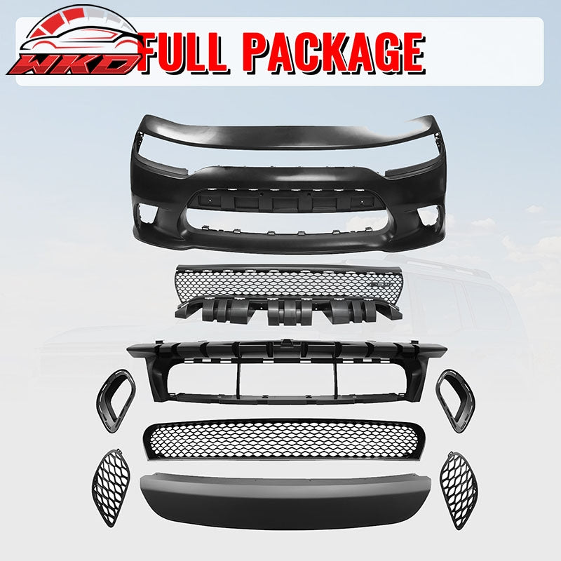 Wholesale 15-23 Dodge Charger SRT Hellcat Style Front Bumper Cover W/Fog Light Grille - Wikond Auto