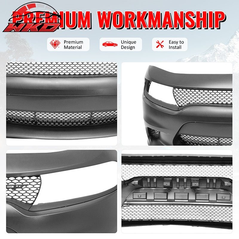 Wholesale 15-23 Dodge Charger SRT Hellcat Style Front Bumper Cover W/Fog Light Grille - Wikond Auto