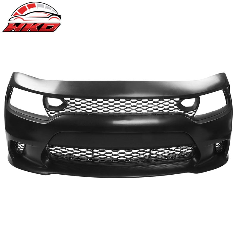 Fits 15-23 Dodge Charger SRT Hellcat Style Front Bumper W/Foglight Grille&Insert
