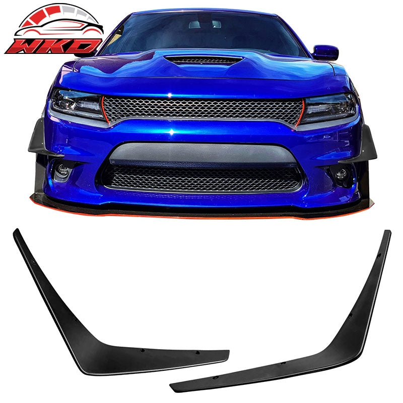 Wholesale 15-23 Dodge Charger SRT IKON Style Front Bumper Canards Matte Black PP 2PC