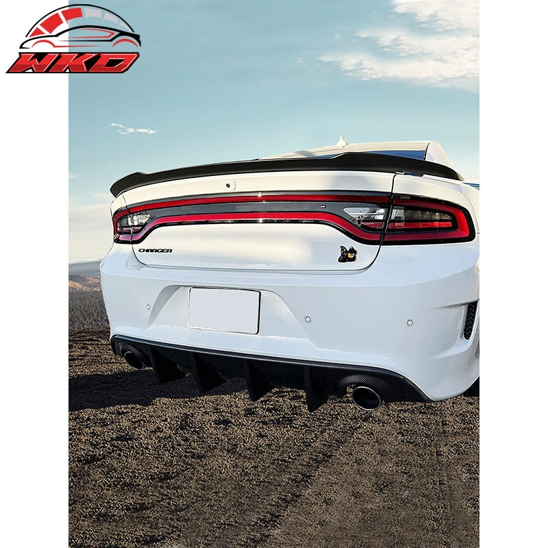 Fits 15-23 Dodge Charger SRT Carbon Fiber Print Rear Bumper Diffuser OE Style PP
