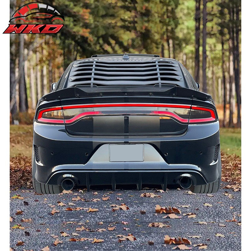 Fits 15-23 Dodge Charger SRT OE Style Rear Bumper Lip Diffuser Gloss Black PP