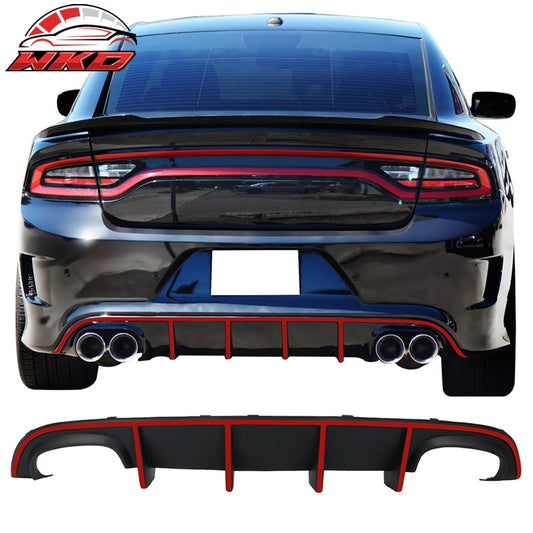 Wholesale 15-23 Dodge Charger SRT Quad Exhaust Rear Diffuser with Red Reflective Tape