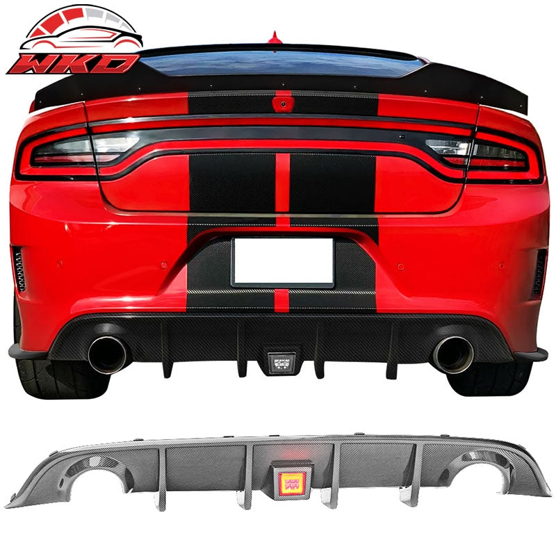 Wholesale 15-23 Dodge Charger SRT Rear Diffuser w/ LED Light Carbon Fiber Print