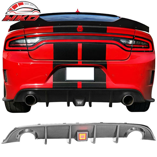 Wholesale 15-23 Dodge Charger SRT Rear Diffuser w/ LED Light Carbon Fiber Print