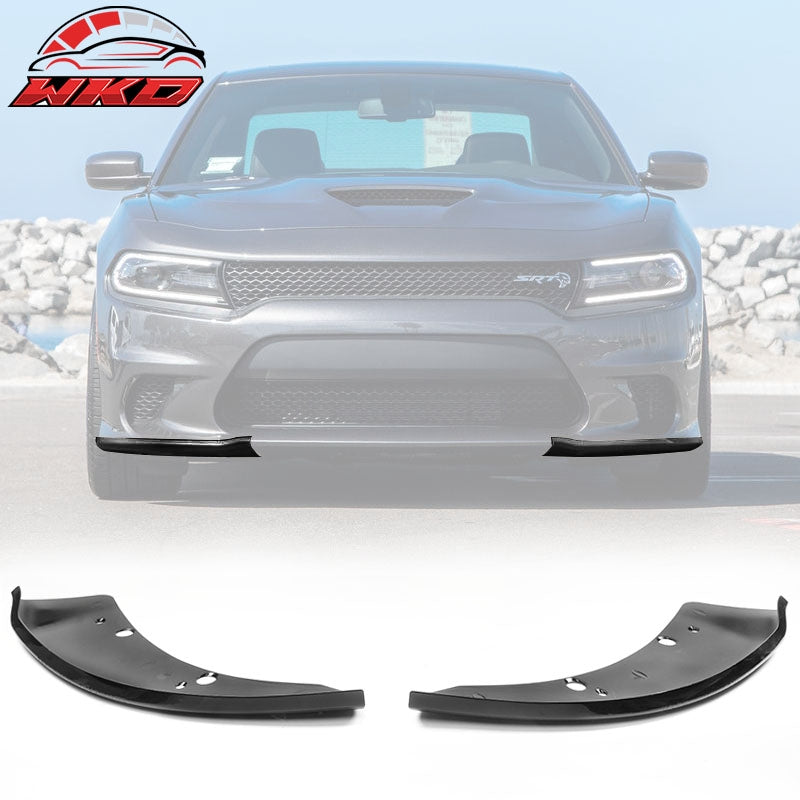 Fits 15-23 Dodge Charger SRT Scat Pack 2PC Front Bumper Lip Splitter Gloss Black