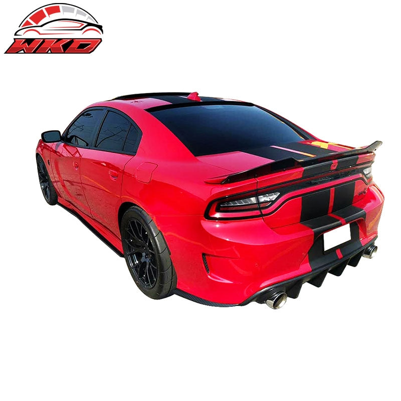 Fits 15-23 Dodge Charger SRT Style 2PCS Rear Bumper Aprons Spat Carbon Fiber CF