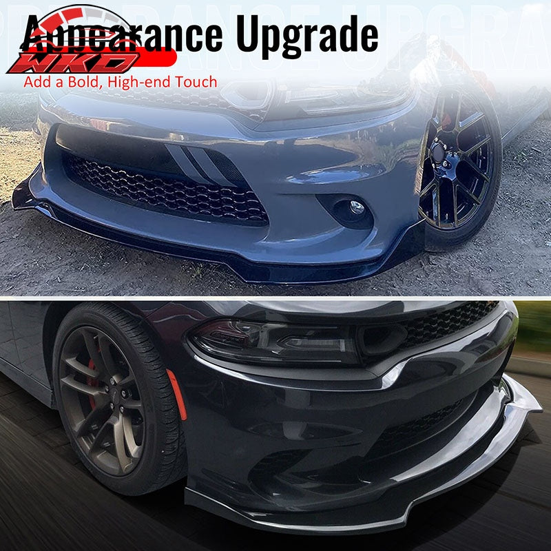 Fits 15-23 Dodge Charger SRT V1 Front Bumper Lip 3PCS Carbon Fiber Print ABS