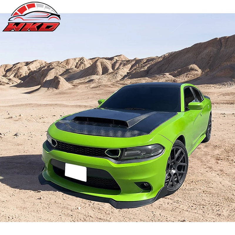 Fits 15-23 Dodge Charger SRT V1 Style Front Bumper Lip 3PC ABS - Matte Black