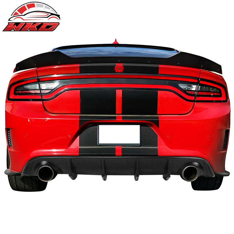 Fits 15-23 Dodge Charger SRT Rear Bumper Lip Diffuser Valance Carbon Fiber Print
