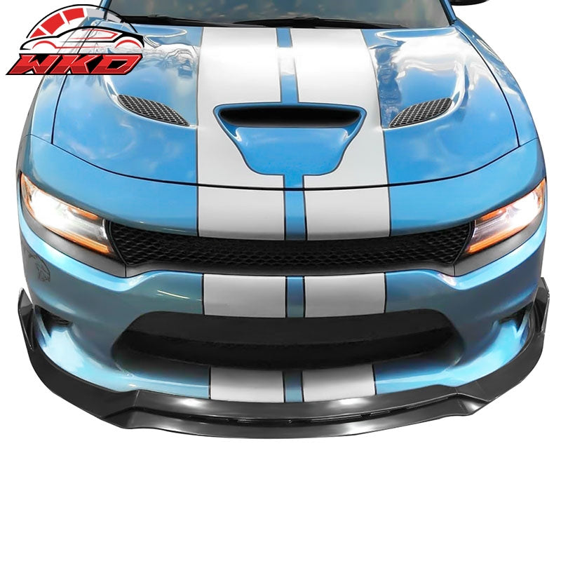 Fits 15-23 Dodge Charger SRT V3 Style Matte Black Front Bumper Lip Spoiler 4PCS