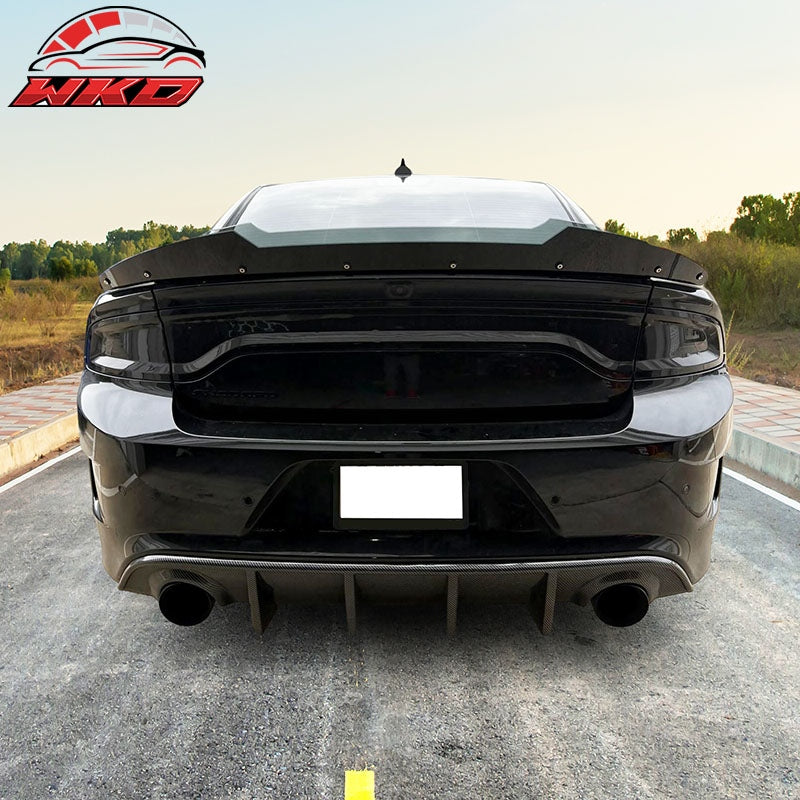 Fits 15-23 Dodge Charger SRT V3 Style Rear Bumper Diffuser Carbon Fiber Print
