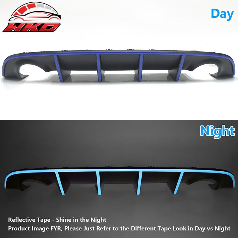 Fits 15-23 Dodge Charger SRT V3 Style Rear Diffuser with Blue Reflective Tape
