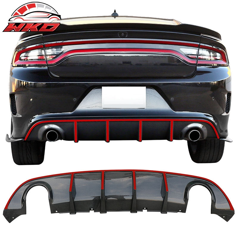Wholesale 15-23 Dodge Charger SRT V3 Style Rear Diffuser with Red Reflective Tape