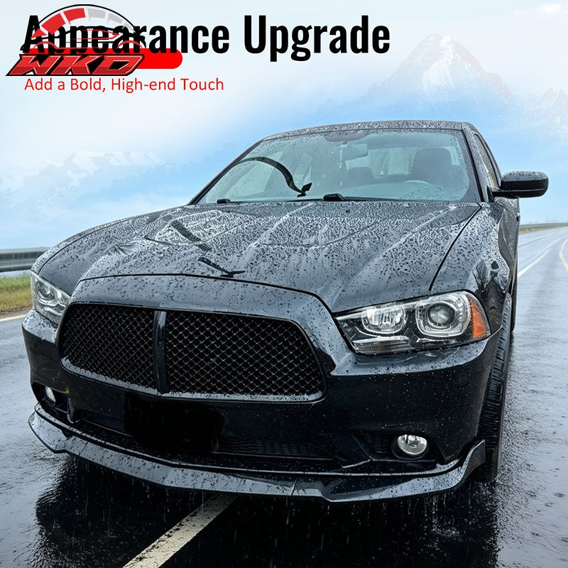 Fits 12-14 Dodge Charger SRT8 IKON PP Front Bumper Lip Chin Spoiler Gloss Black