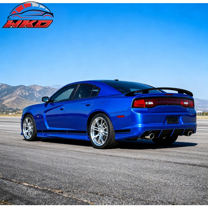 Fits 12-14 Dodge Charger SRT8 OE Style Rear Lip Diffuser w/ Blue Reflective Tape